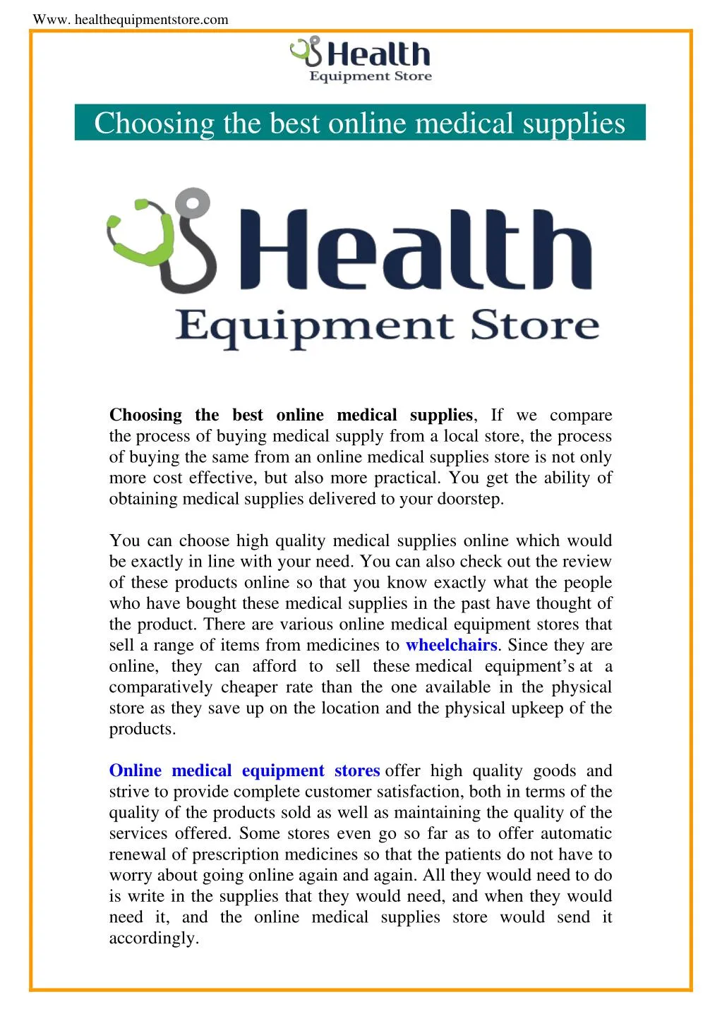 PPT Online Medical Supply Stores PowerPoint Presentation, free