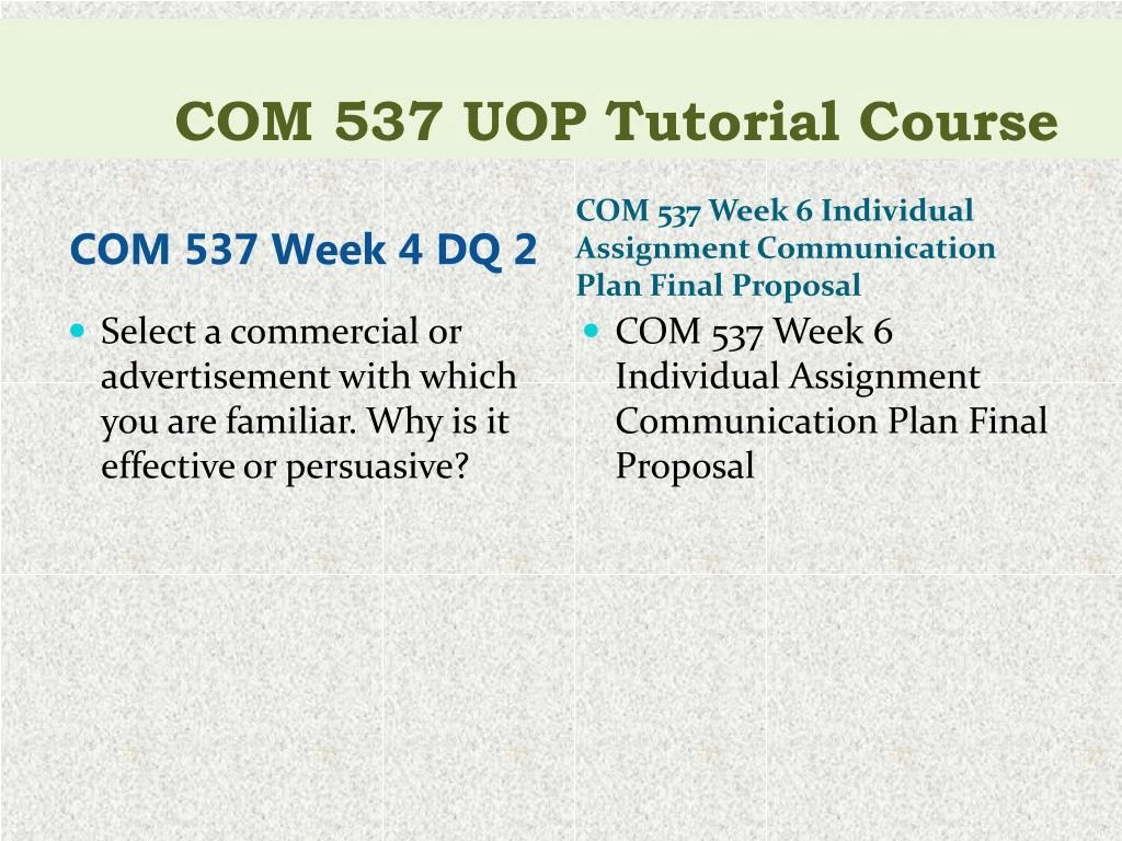com 537 week 6 communication plan com 537 week 6 communication plan