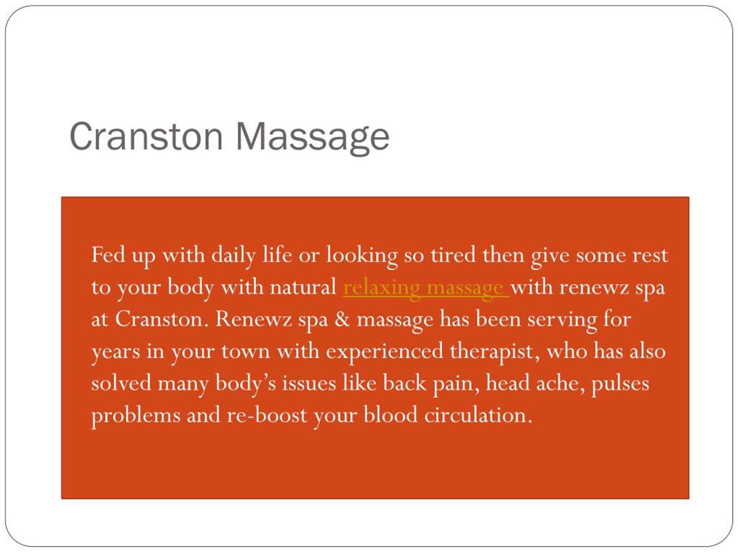 PPT - Cranston Massage PowerPoint Presentation, free download - ID:7216584