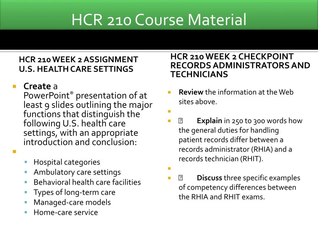 hcr 210 week 2 checkpoint records hcr 210 week 2 checkpoint records