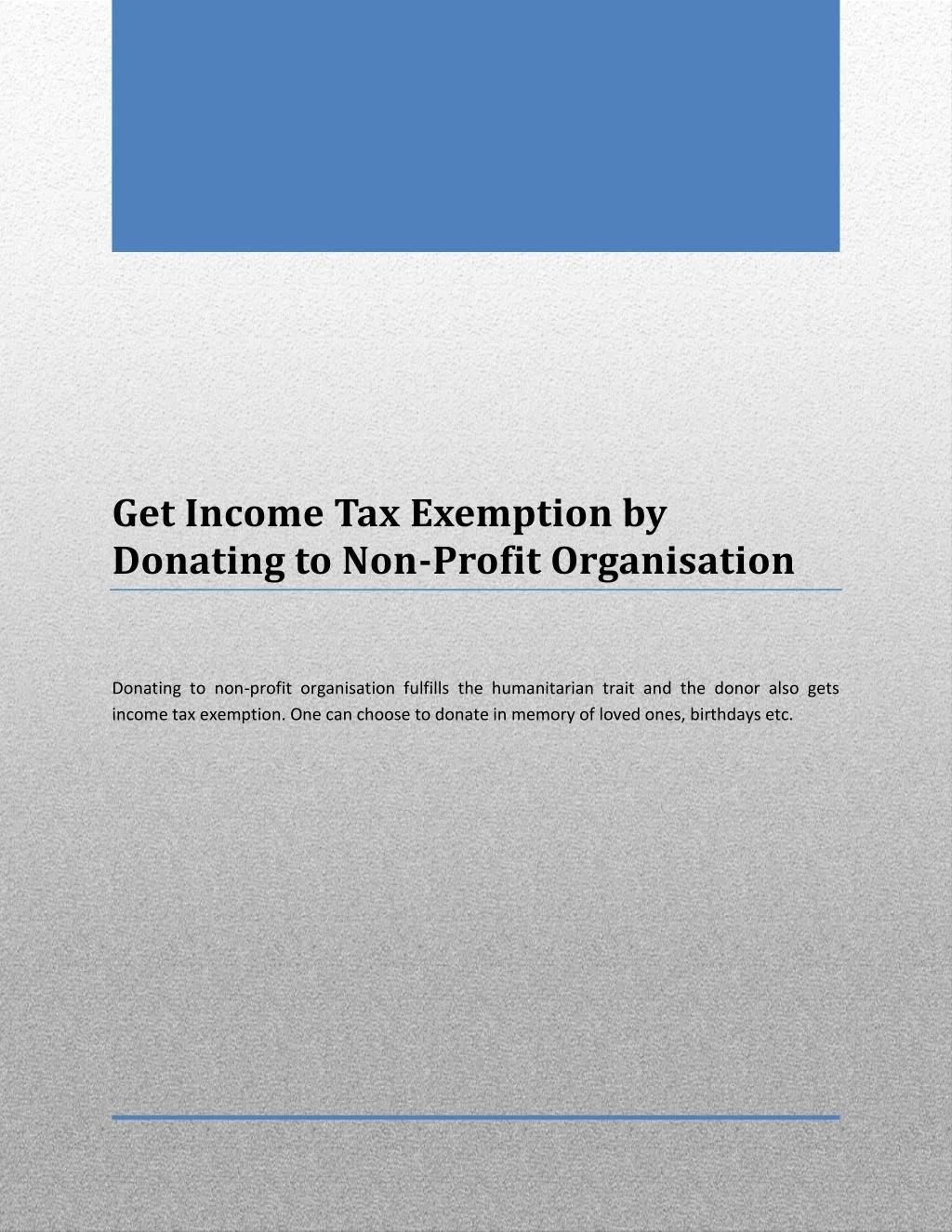 PPT - Get Income Tax Exemption by Donating to Non-Profit Organisation ...