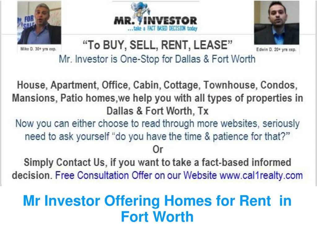 PPT Mr Investor Offering Homes for Rent in Fort Worth PowerPoint