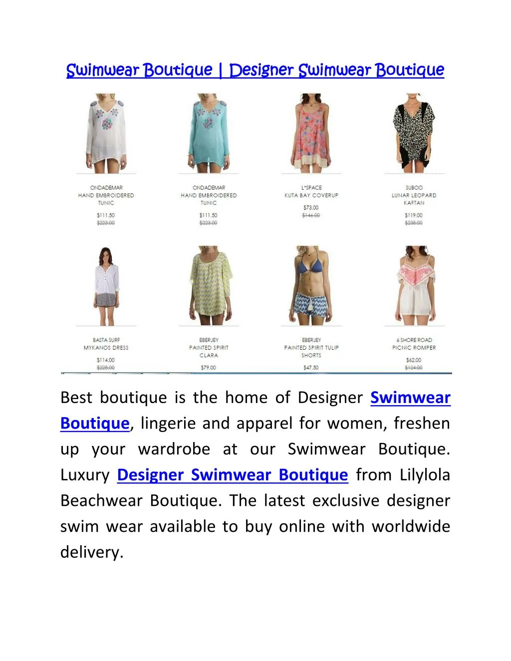 PPT Swimwear Boutique Designer Swimwear Boutique PowerPoint