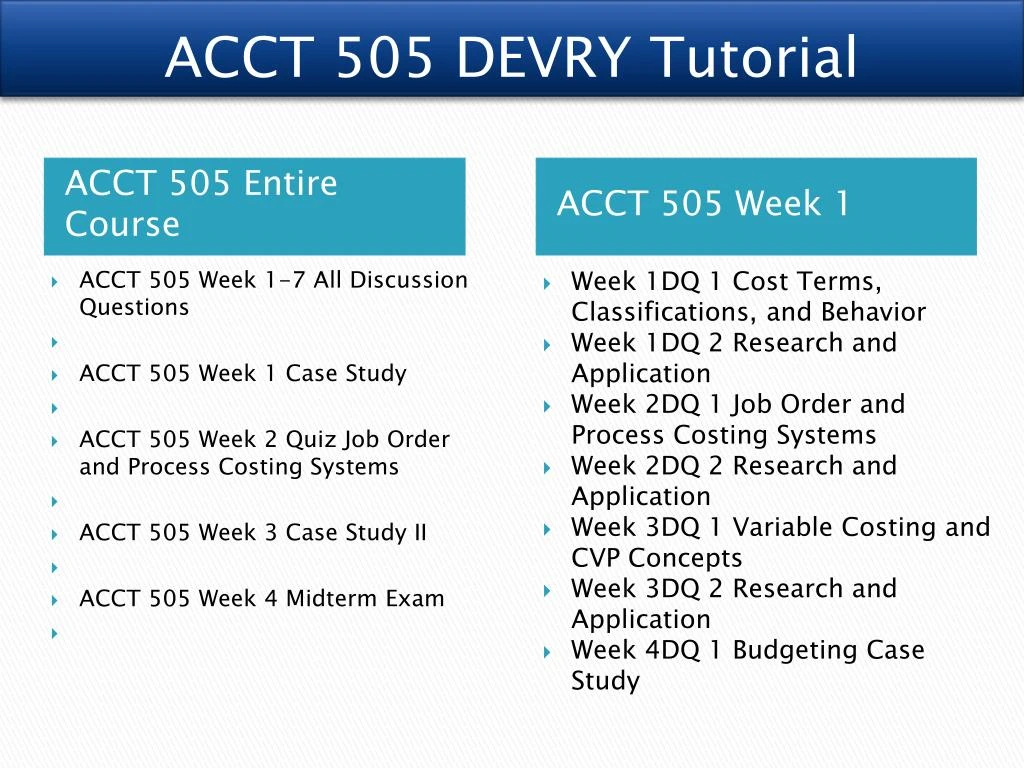 acct 505 case 1 week Acct 505 week 1 case study (devry) full transcript more presentations by arktik1 style. acct 505 case 1 week Acct 505 week 1 case study (devry) full transcript more presentations by arktik1 style.