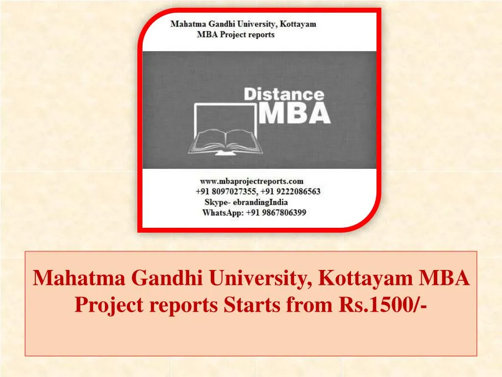 PPT - Mahatma Gandhi University, Kottayam MBA Project Reports Starts ...