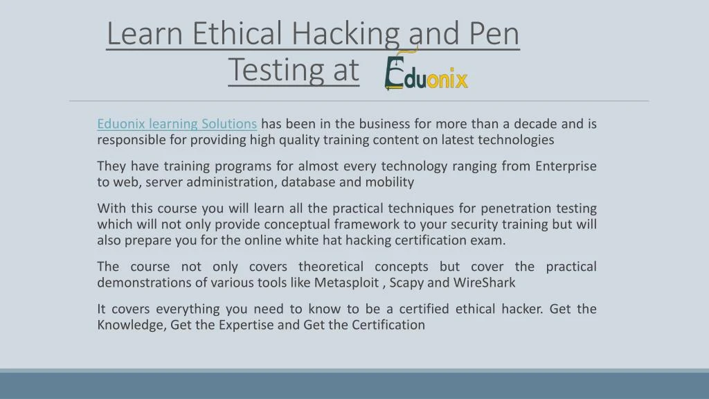 issues in ethical hacking and penetration testing information technology essay Study of ethical hacking physical entry this test acts out a physical penetration of the organization’s building information technology environment. issues in ethical hacking and penetration testing information technology essay Study of ethical hacking physical entry this test acts out a physical penetration of the organization’s building information technology environment.