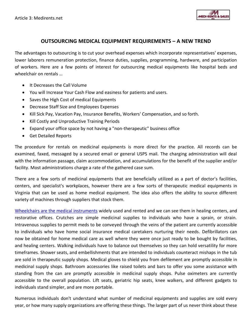 PPT Outsourcing Medical Equipment Requirements A New Trend