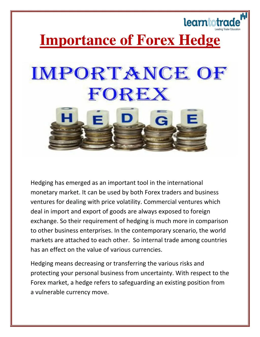 Importance of forex