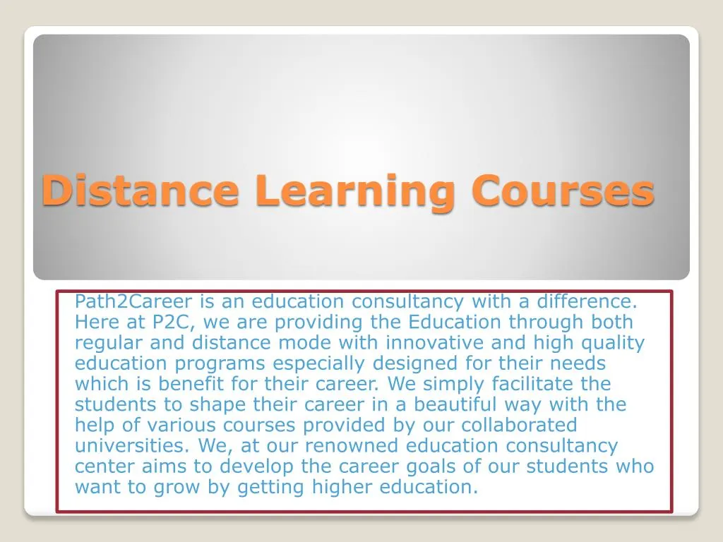 PPT Distance Learning Courses PowerPoint Presentation, free download