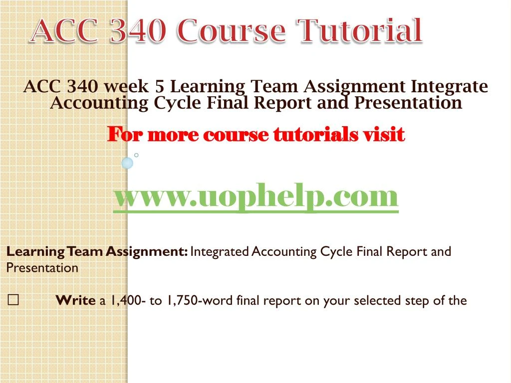 final acc 340 Study flashcards on acc 340 final at cramcom quickly memorize the terms, phrases and much more cramcom makes it easy to get the grade you want. final acc 340 Study flashcards on acc 340 final at cramcom quickly memorize the terms, phrases and much more cramcom makes it easy to get the grade you want.