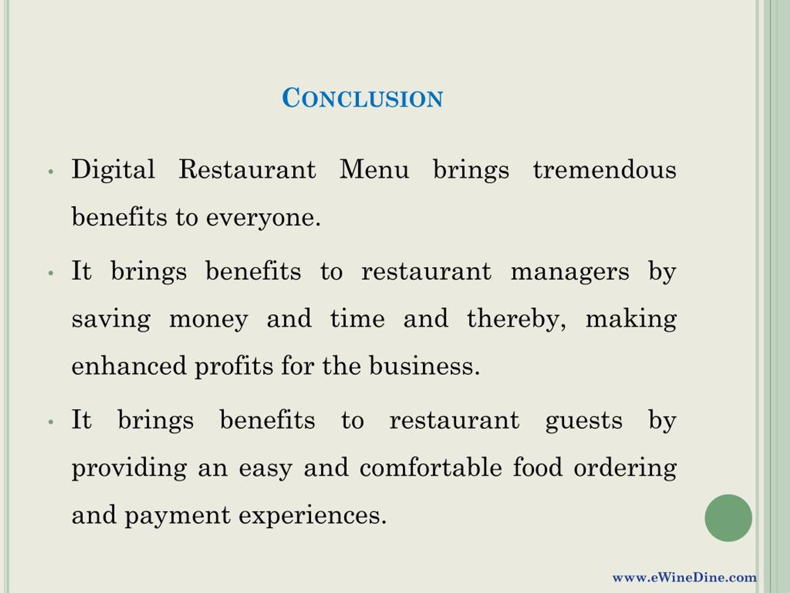 conclusion business plan restaurant