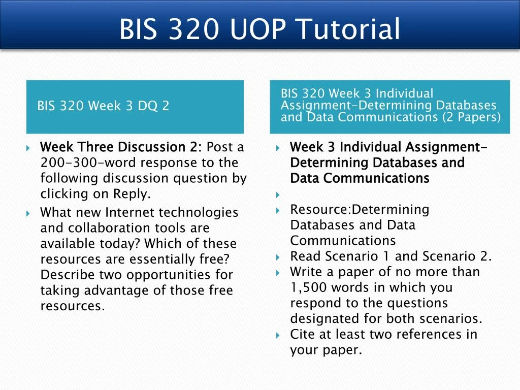 bis 320 determining databases and data communications bis 320 determining databases and data communications