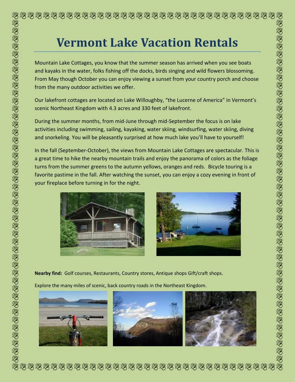 Ppt Vermont Lake Vacation Rentals Powerpoint Presentation Free