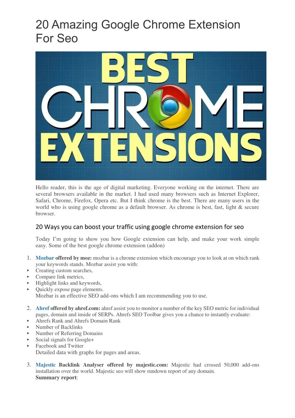 google chrome extensions for seo