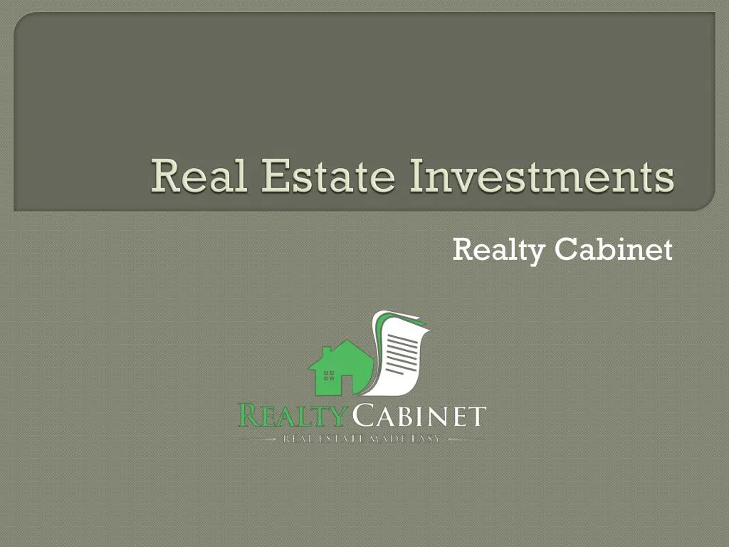 real estate investments n.