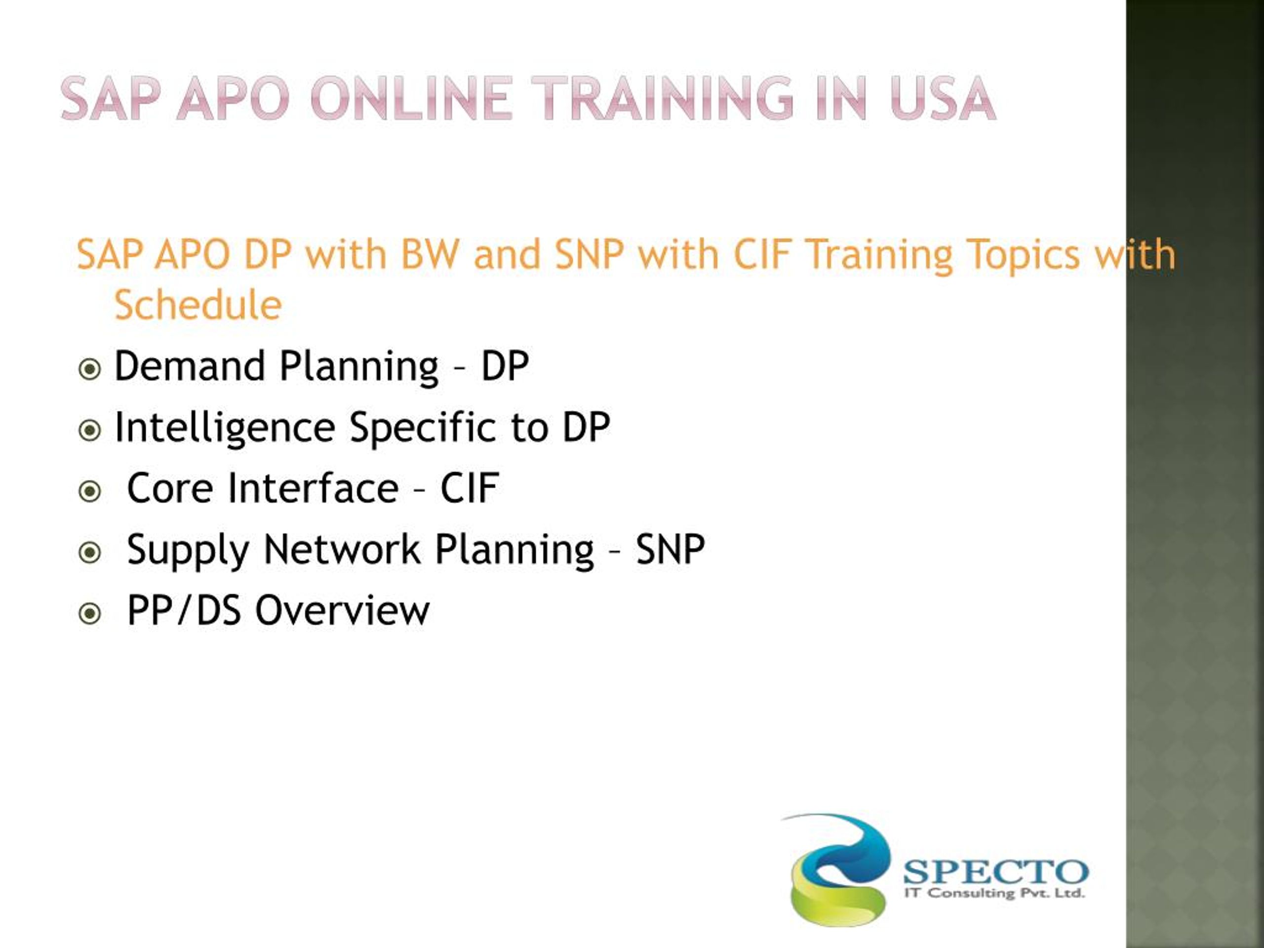 PPT sap apo online training in sinagpore PowerPoint Presentation