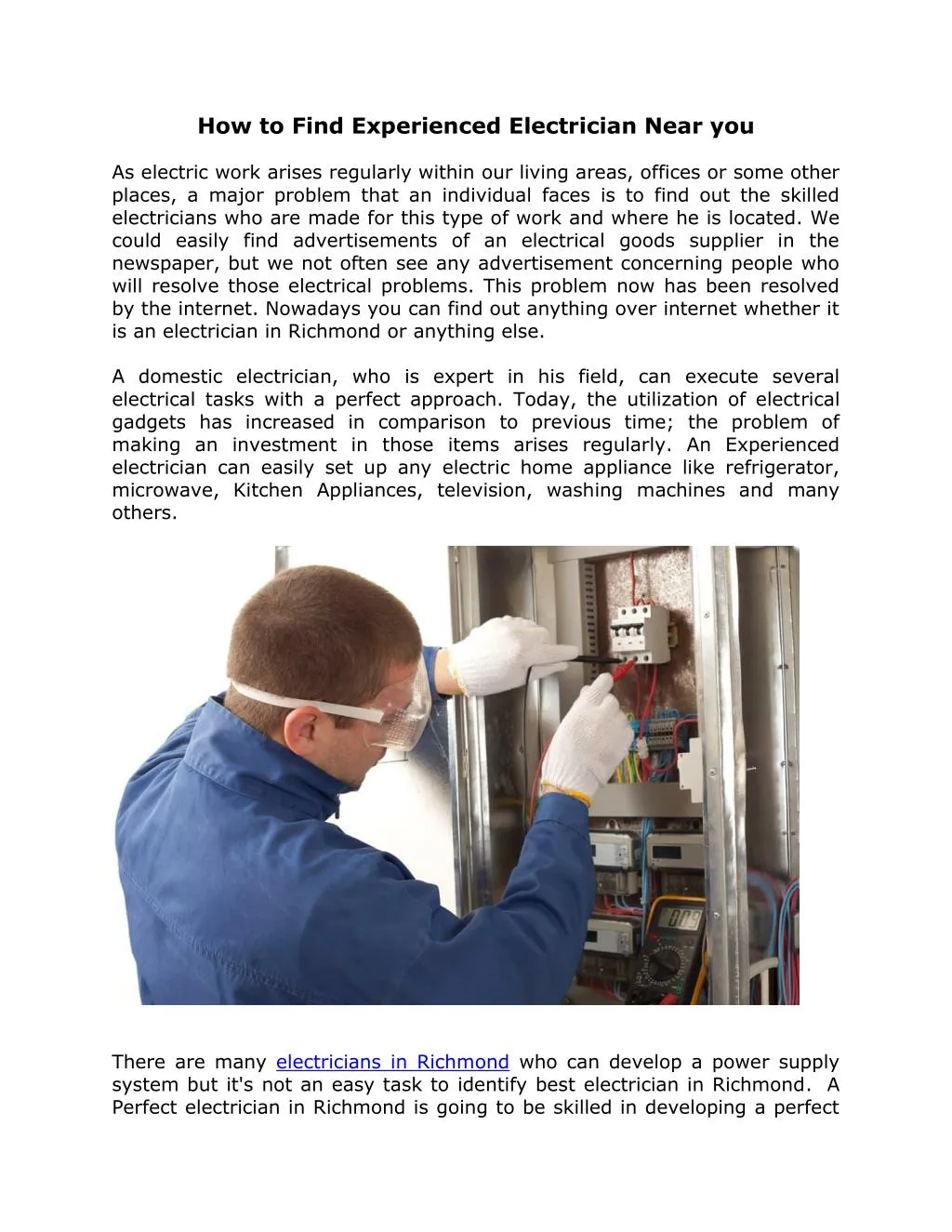 experienced electrician