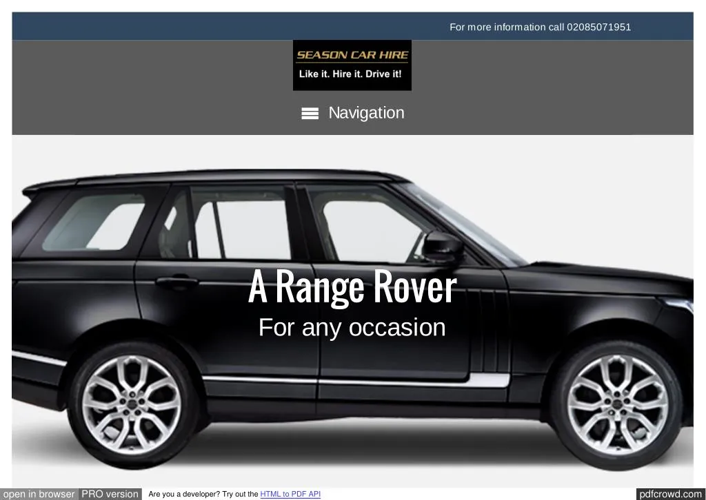 PPT - Range Rover Sport Hire PowerPoint Presentation, free download ...