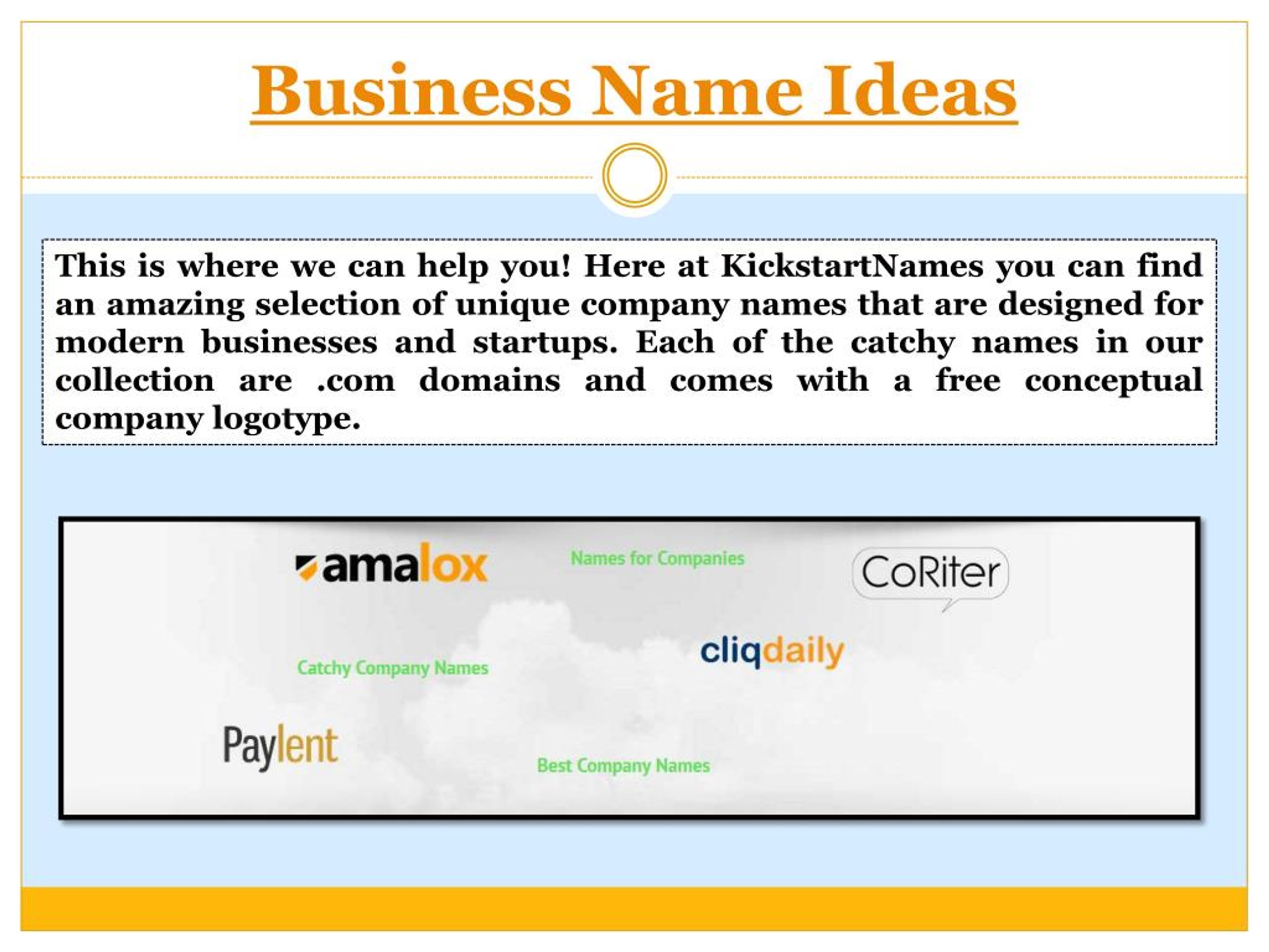 PPT - Company Name Ideas PowerPoint Presentation, free download - ID ...