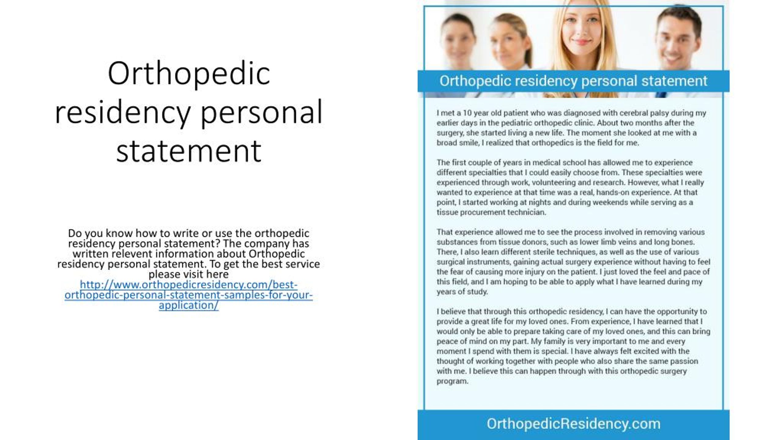 personal statement for orthodontic residency