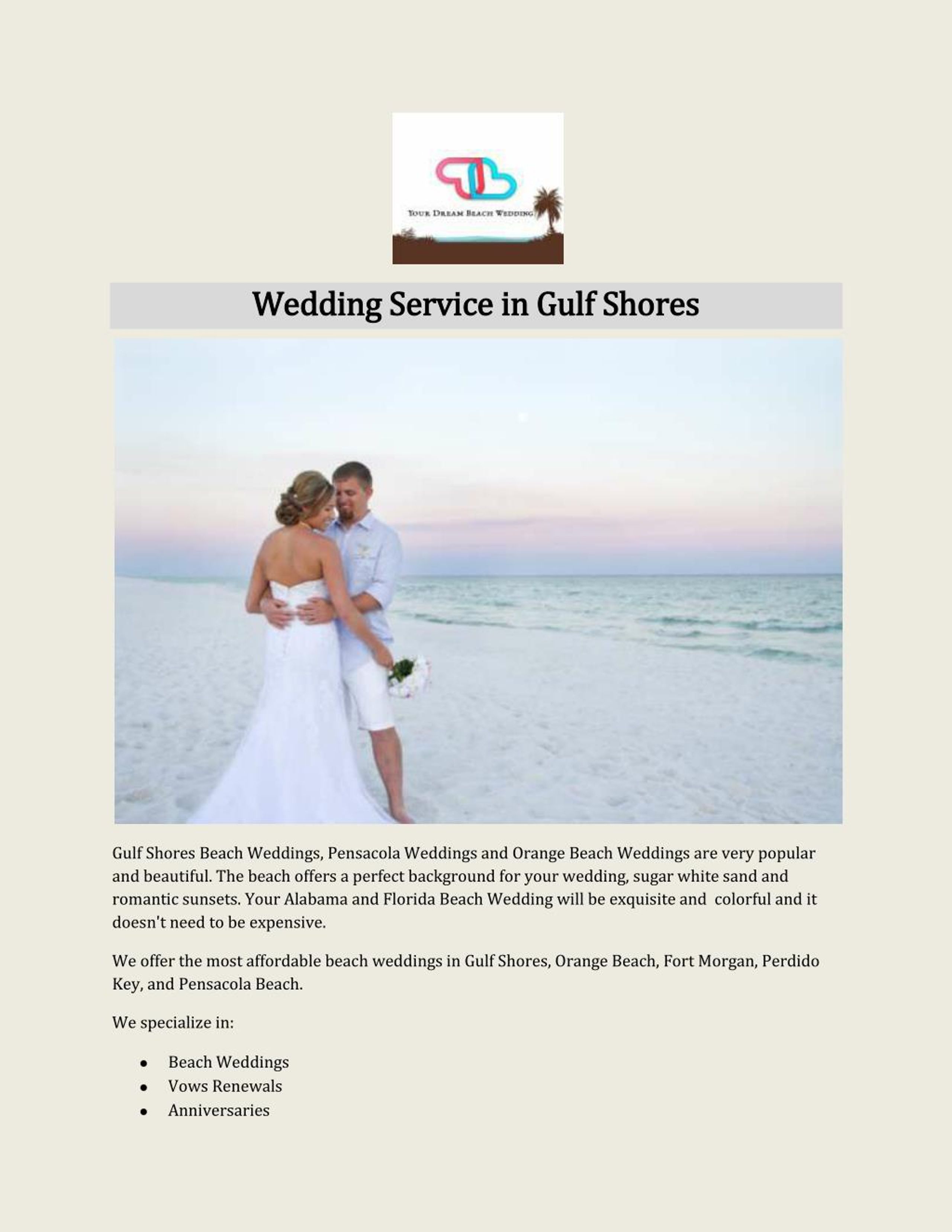 Ppt Wedding Service In Gulf Shores Powerpoint Presentation