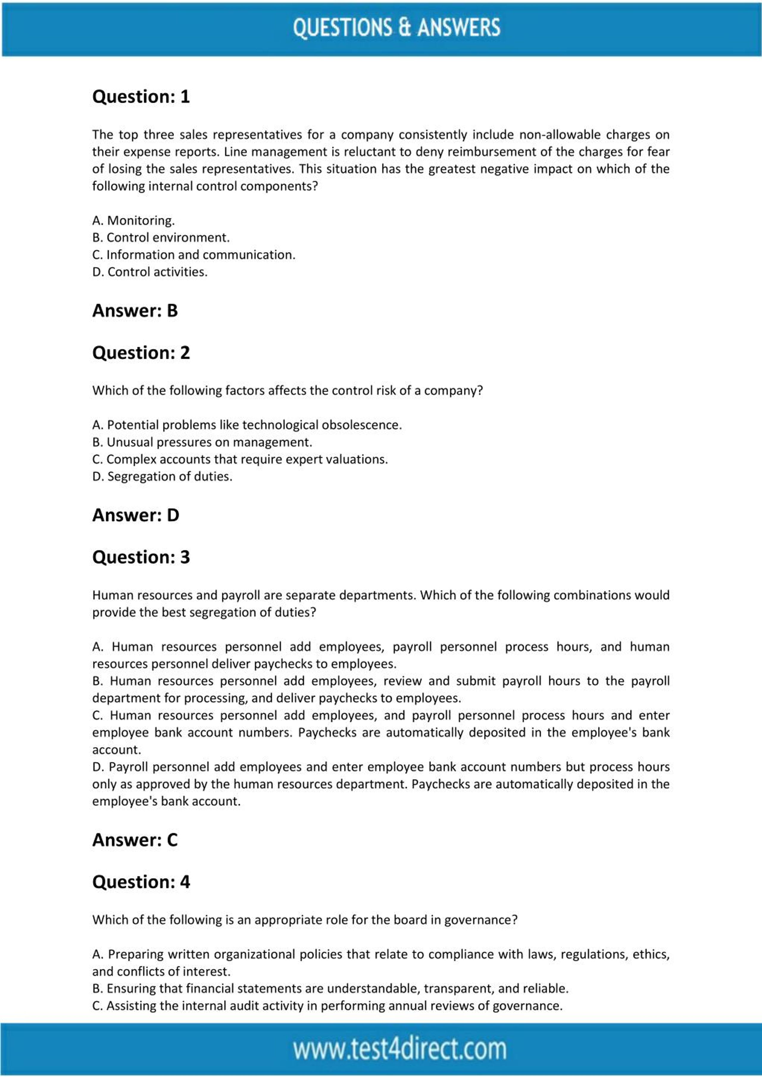 IIA-CIA-Part1 Exam Actual Questions