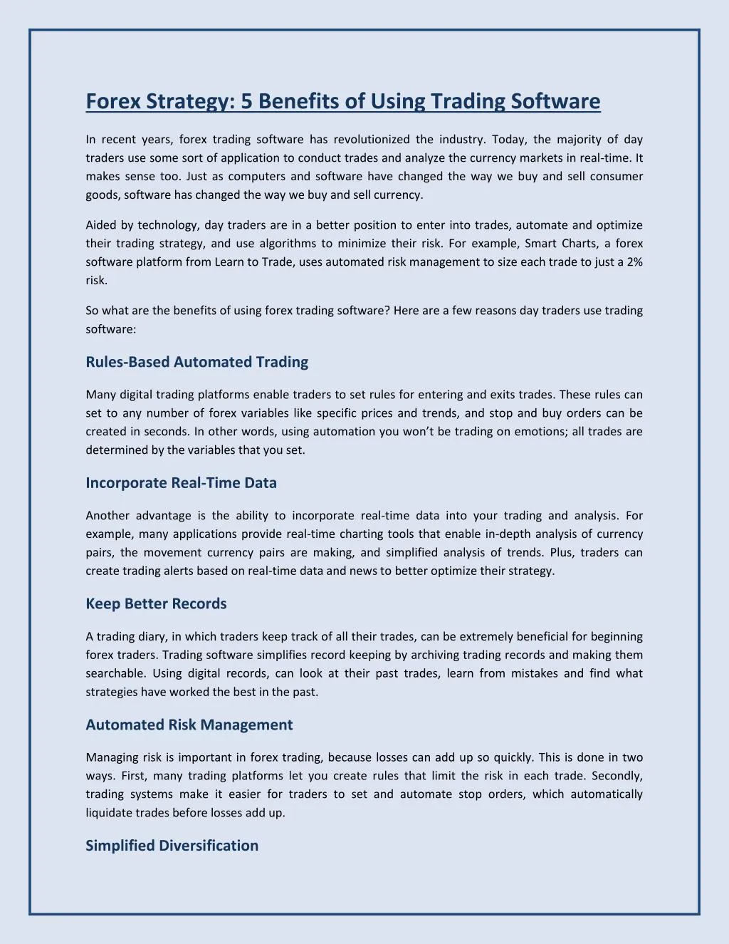 Forex Risk Management Chart