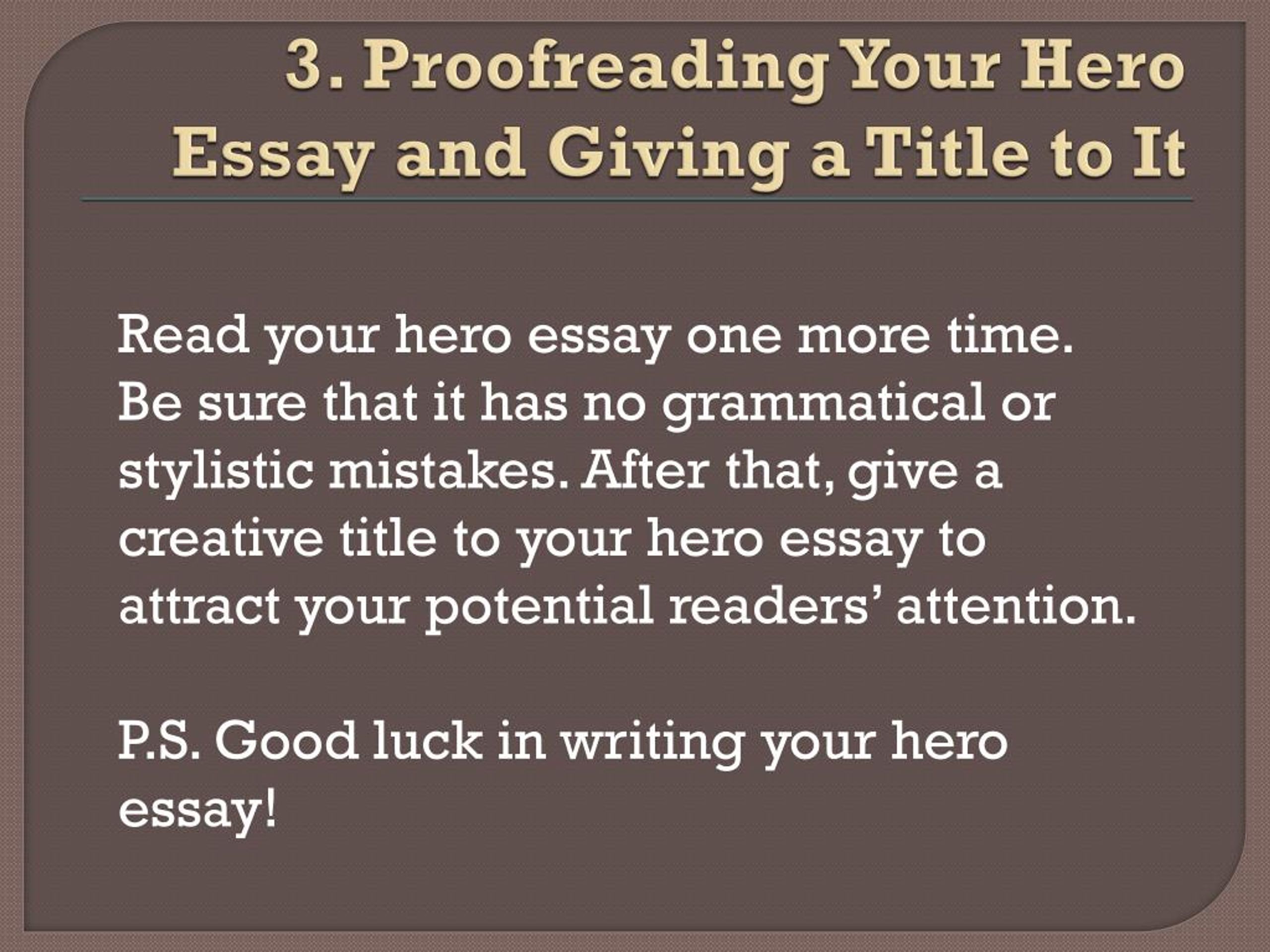 hero essay title