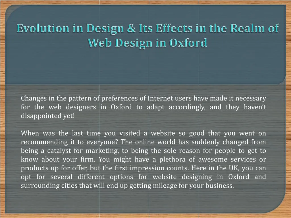 PPT Evolution in design & its effects in the realm of web design in