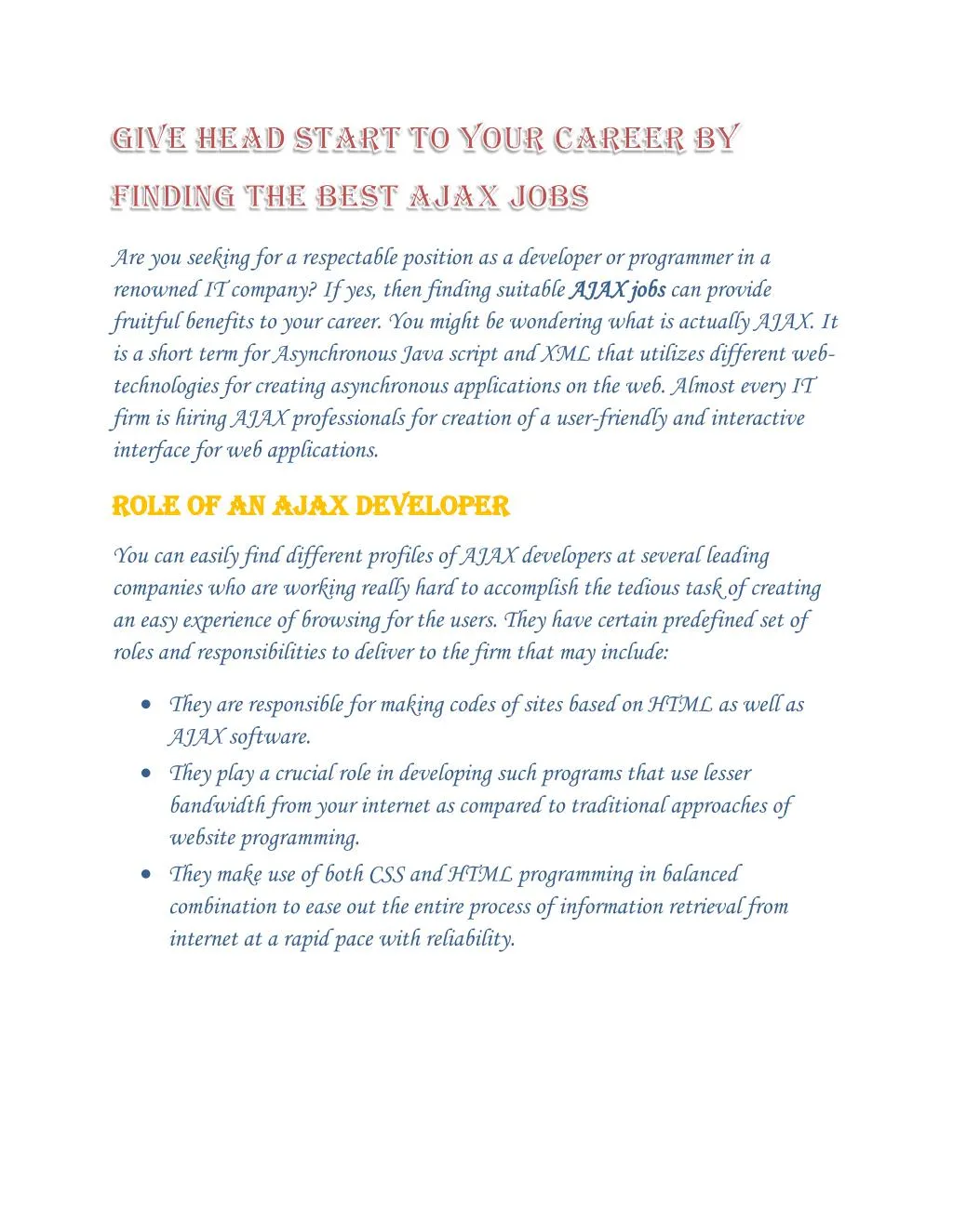 PPT AjaxJobs OpeningWisdpmjobs PowerPoint Presentation, free