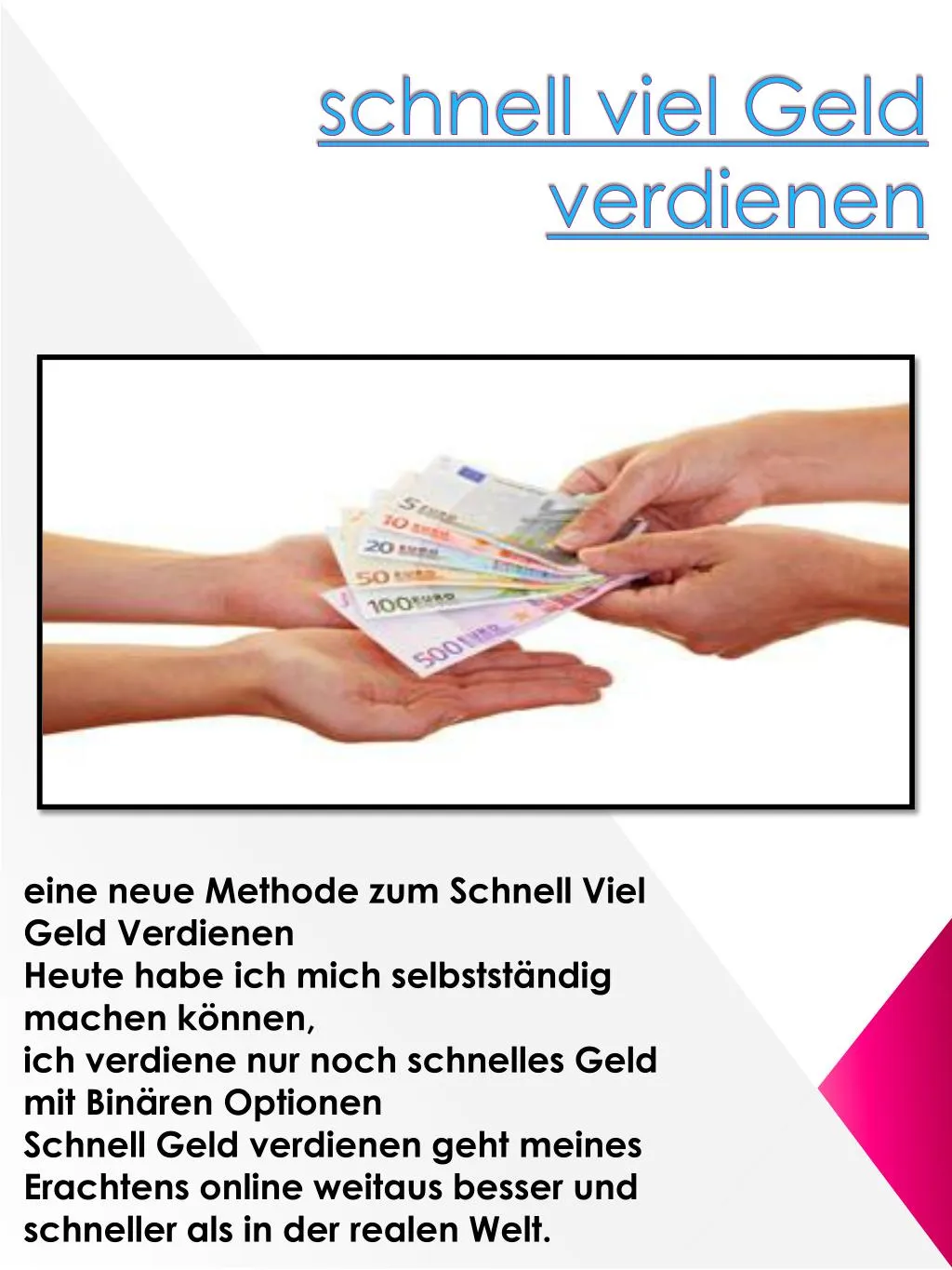 PPT - schnell viel Geld verdienen PowerPoint Presentation, free