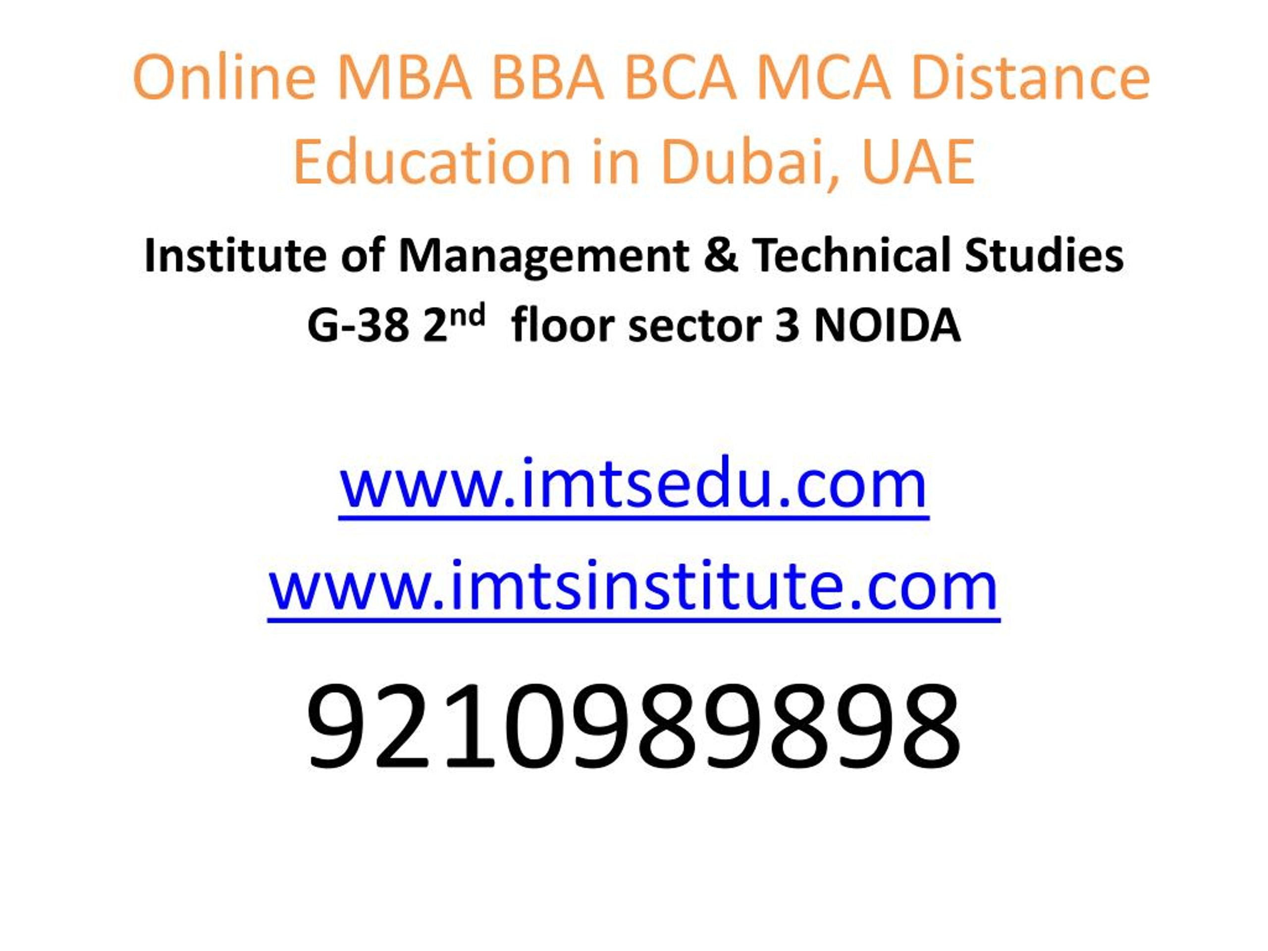 PPT - Online MBA BBA BCA MCA Distance Education In Dubai, UAE ...