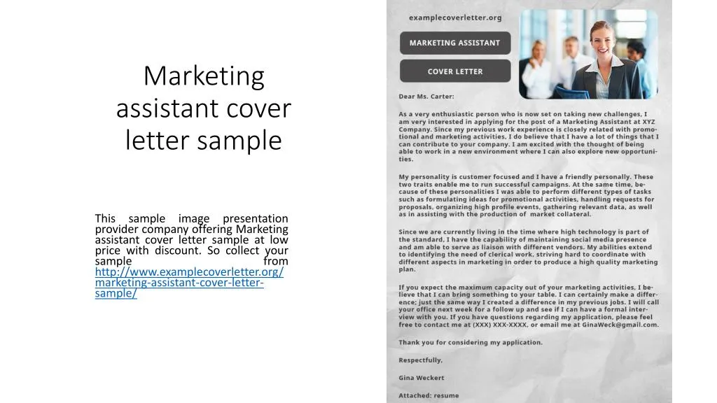 cover letter marketing assistant