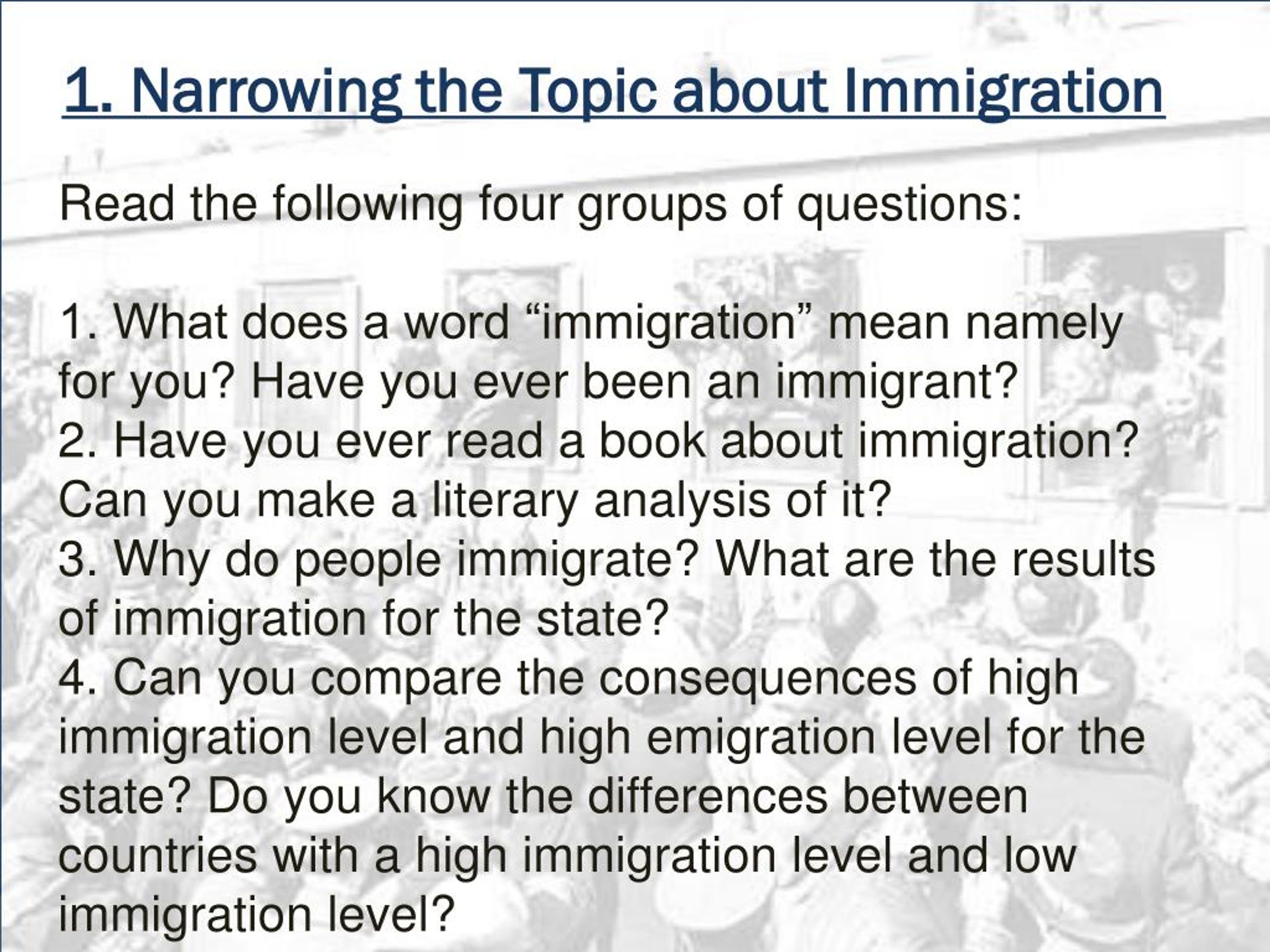 essay topic on immigration