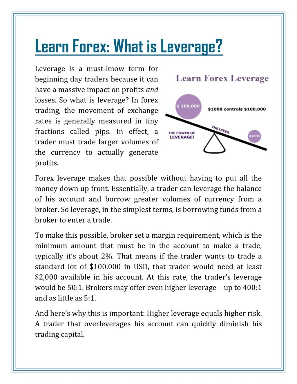 forex leverage for a beginner