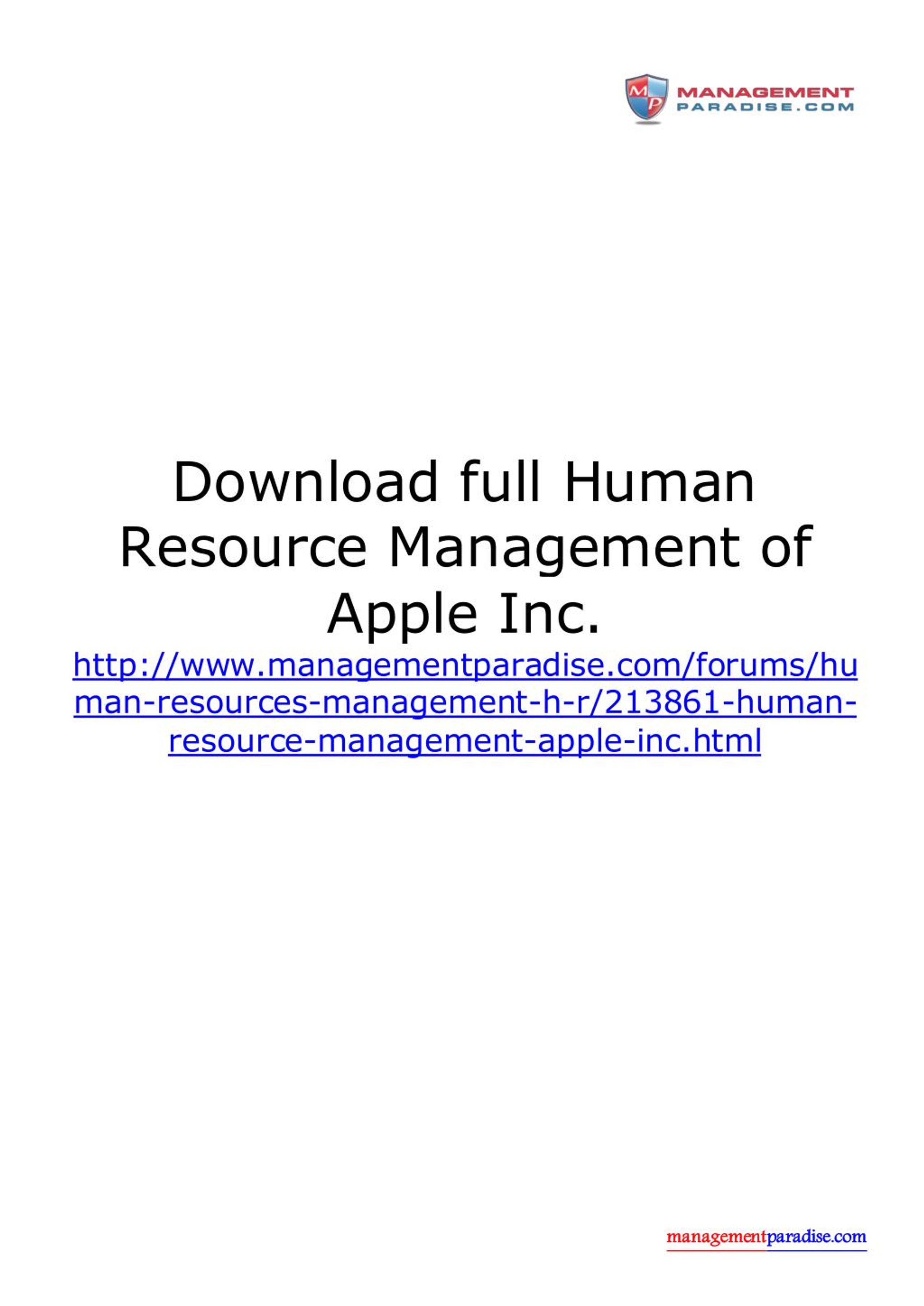 human resource management of apple company