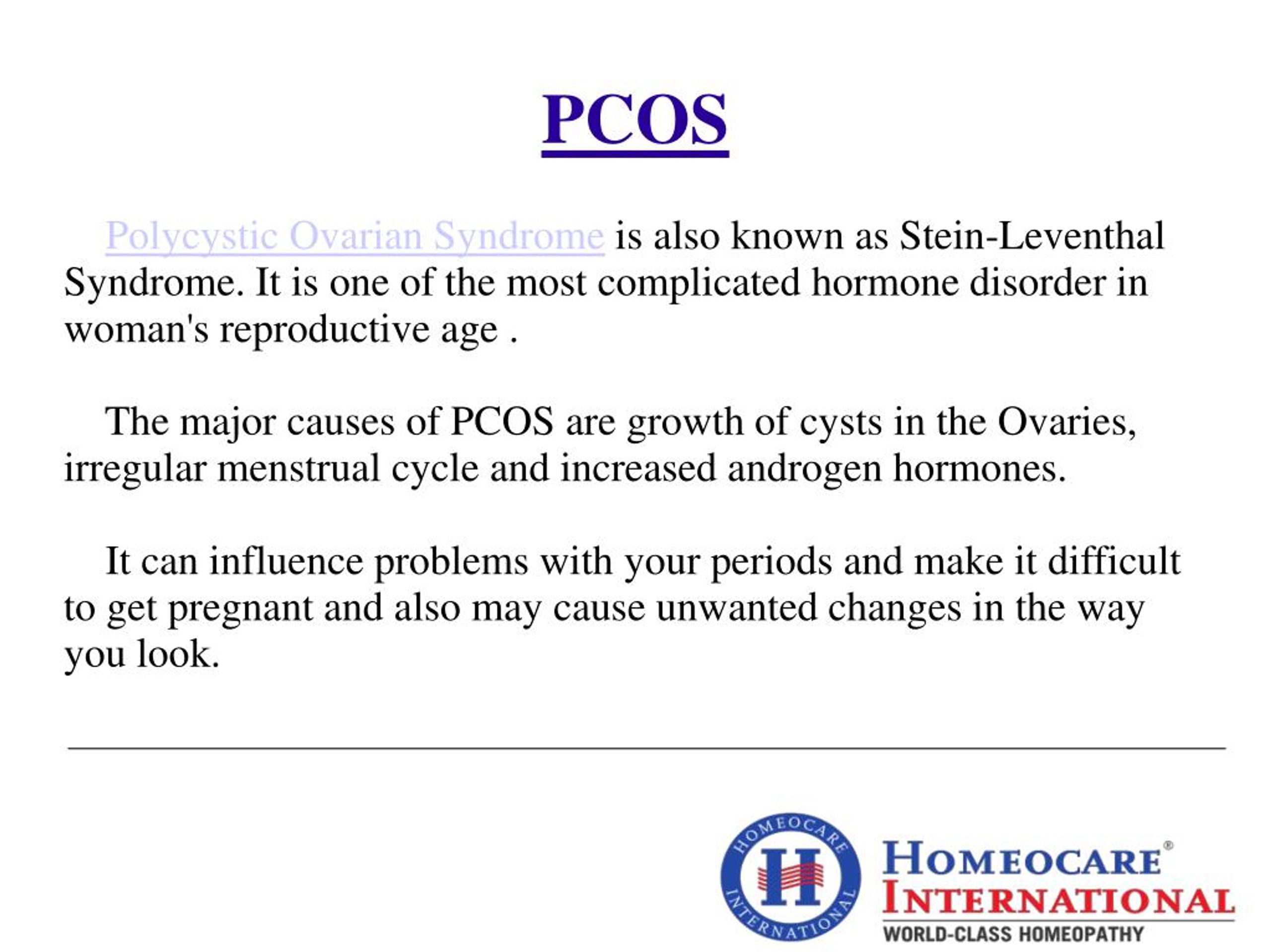Ppt Homeopathy Treatment For Pcos Homeocare International