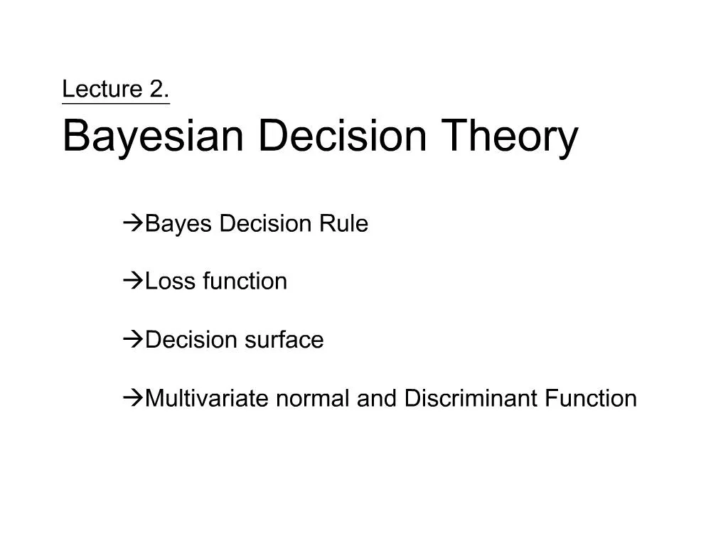 PPT - Lecture 2. Bayesian Decision Theory PowerPoint Presentation, Free ...