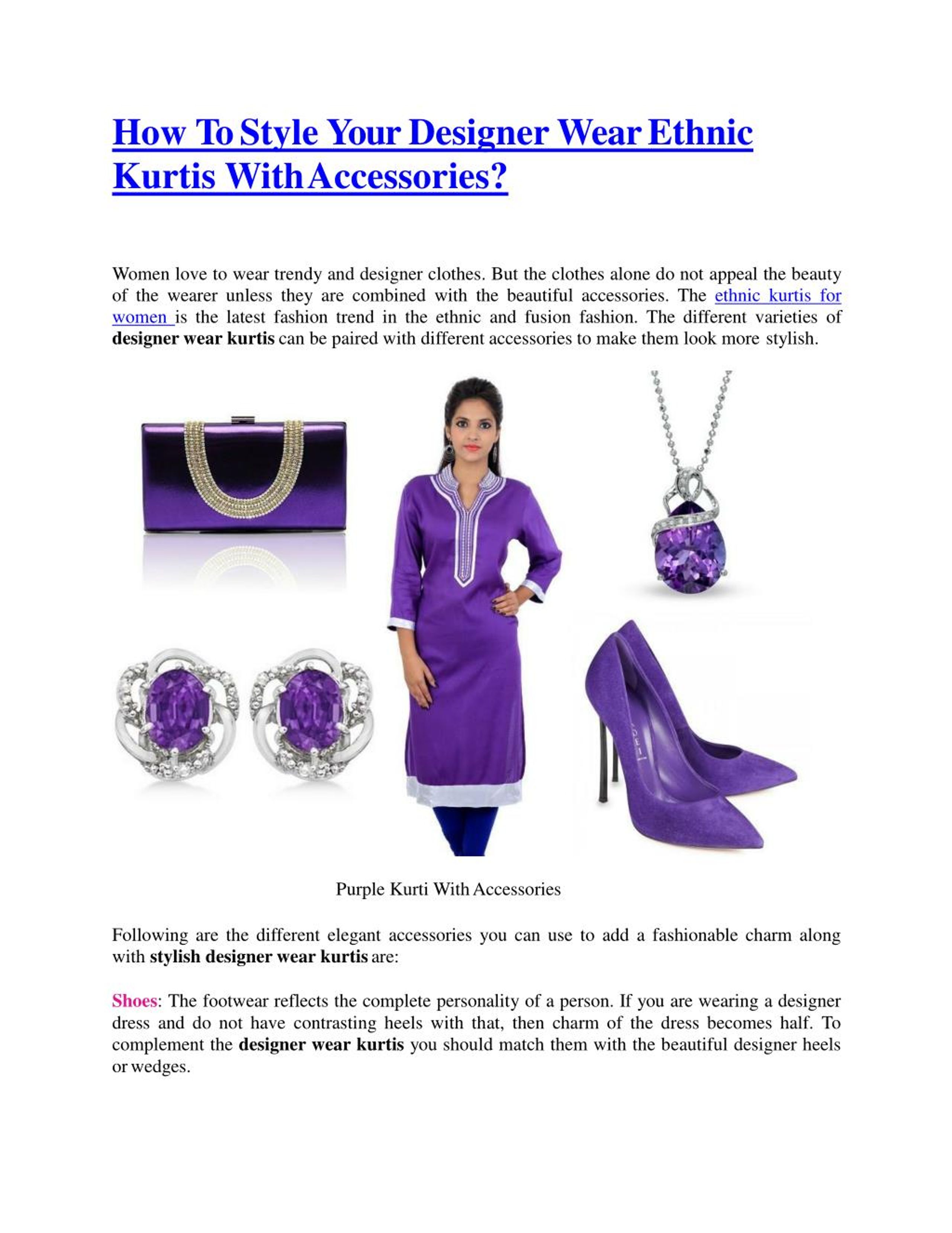 PPT - How To Style Your Designer Wear Ethnic Kurtis With Accessories?  PowerPoint Presentation - ID:7262327