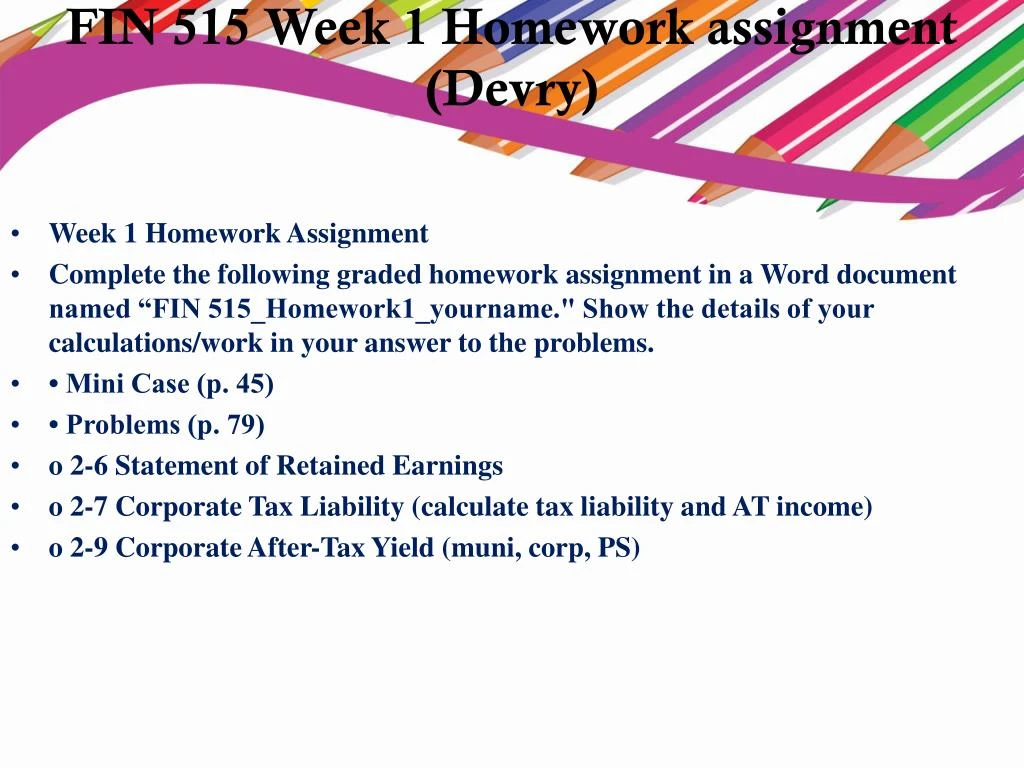 fin 515 assignment 1 fin 515 assignment 1