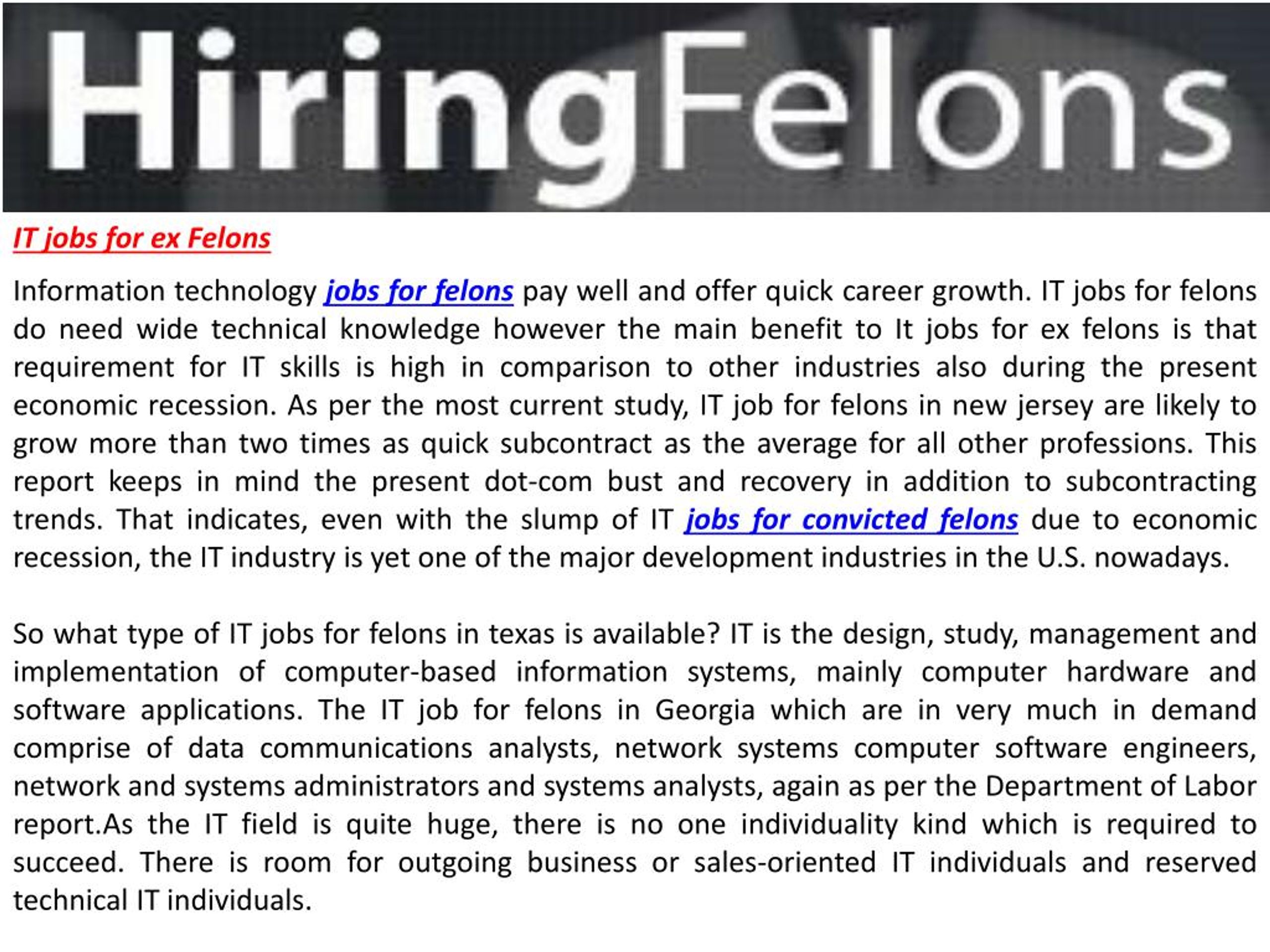 Best Jobs For Felons In Texas