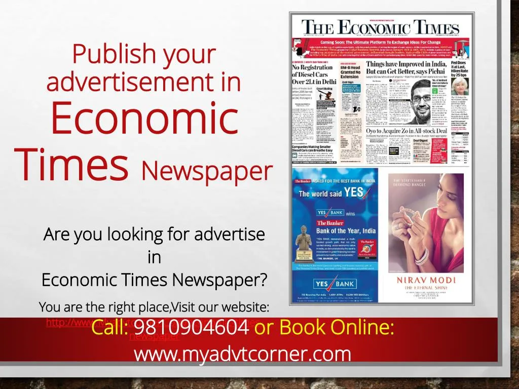 publish your advertisement in economic times newspaper n.