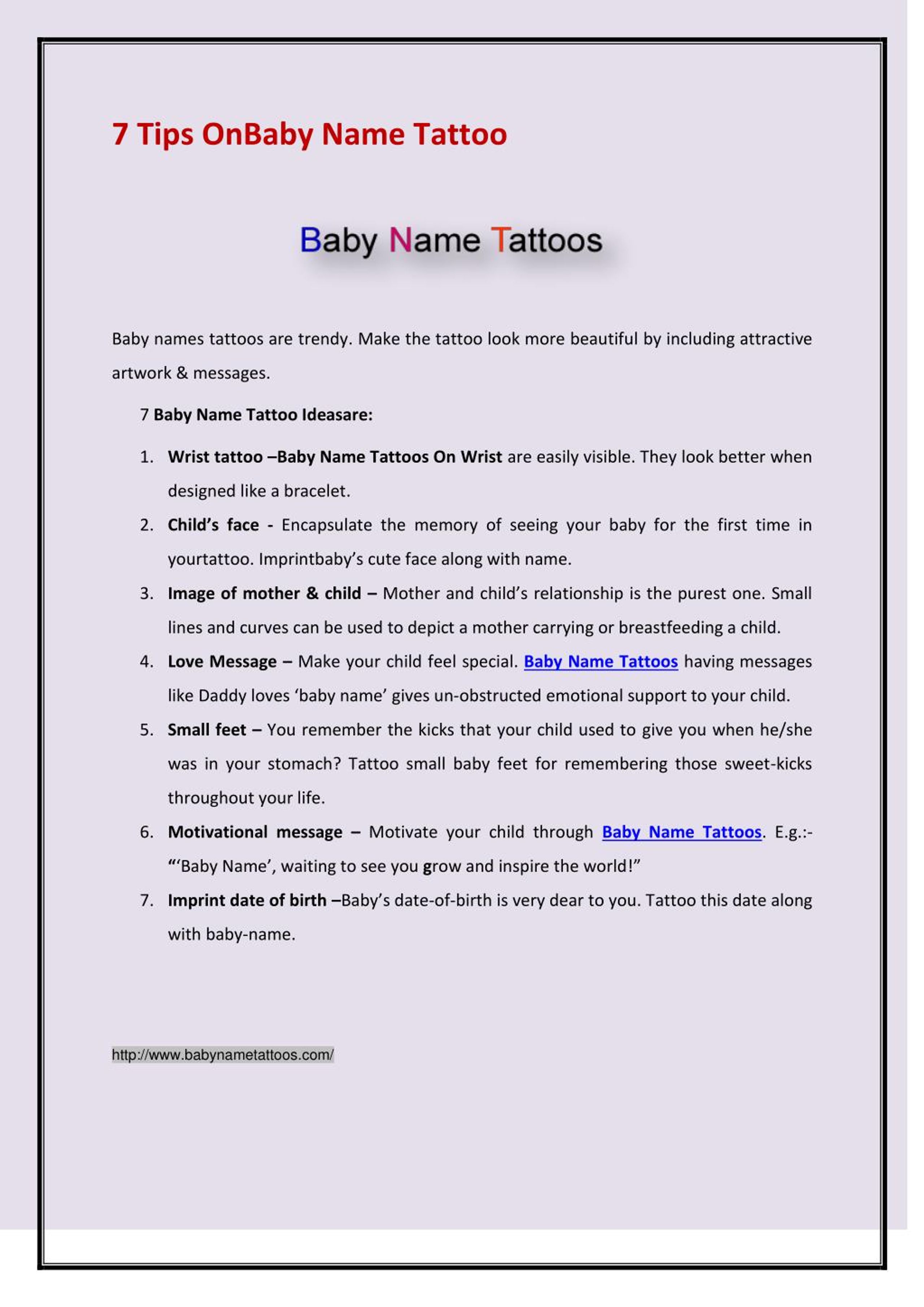Ppt Baby Name Tattoo Ideas Powerpoint Presentation Free Download Id