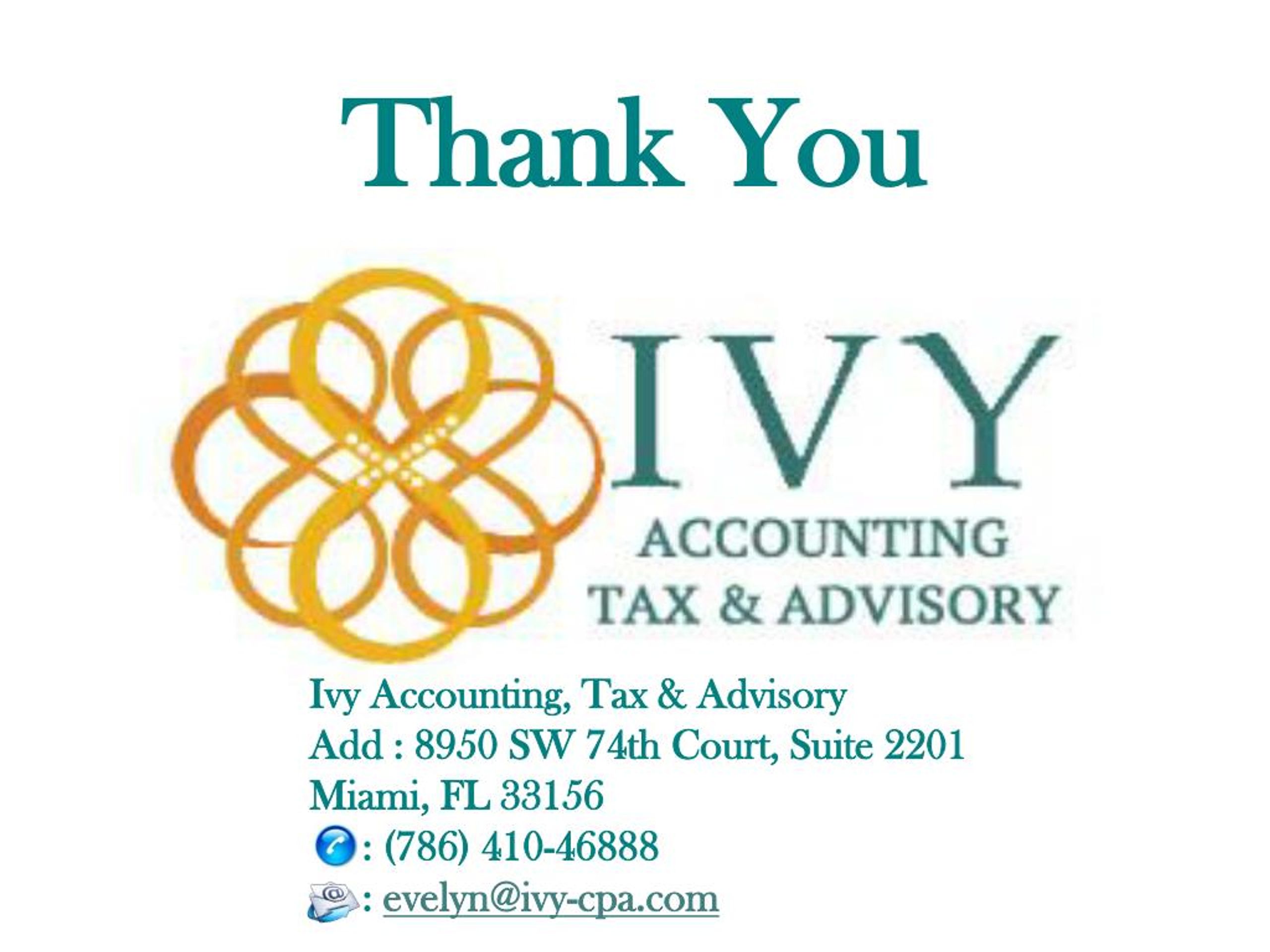 PPT Miami CPA offering Tax Preparation, Accounting and Planning from Top Chinese preparers