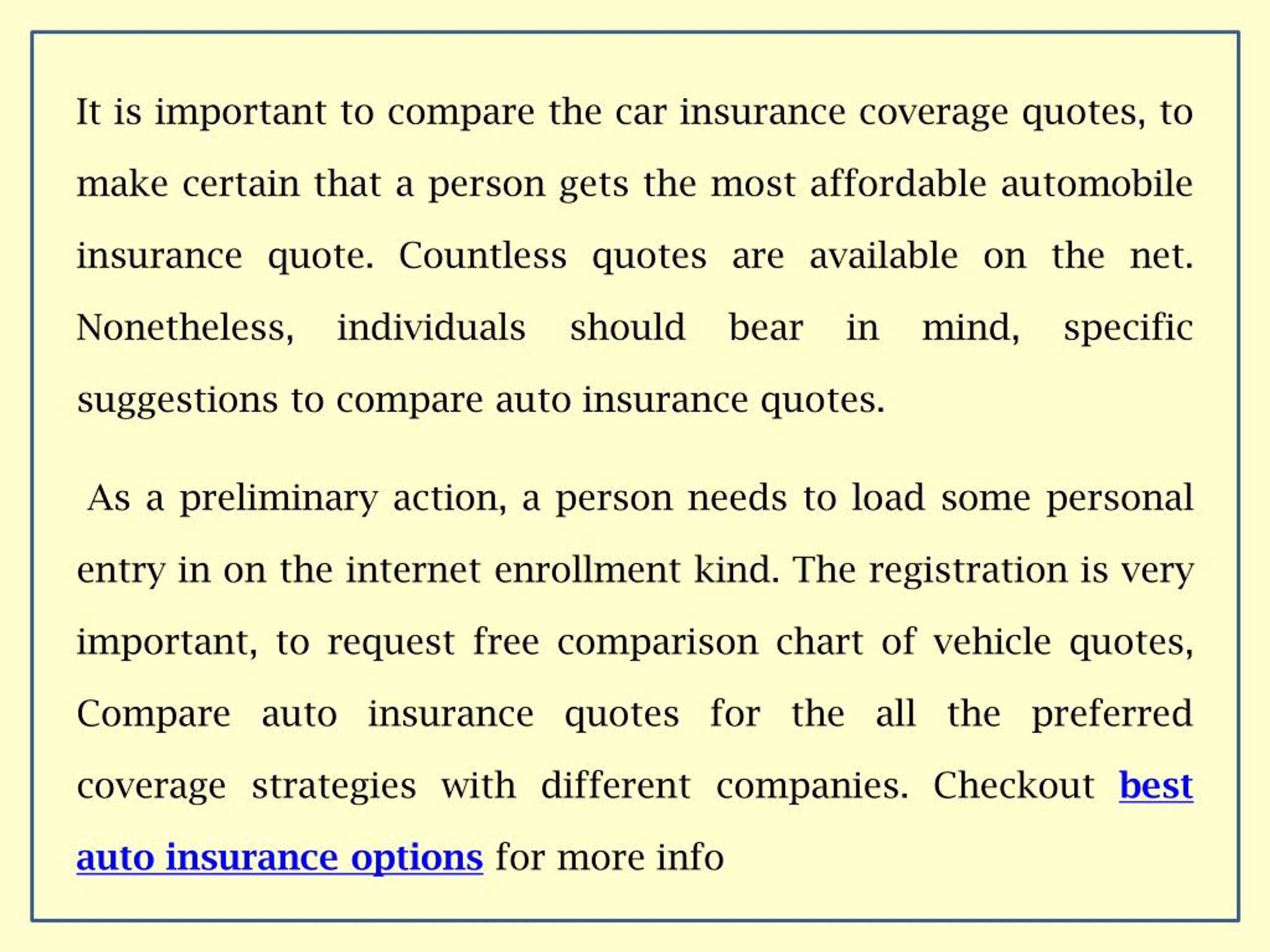 Car Insurance Comparison Chart