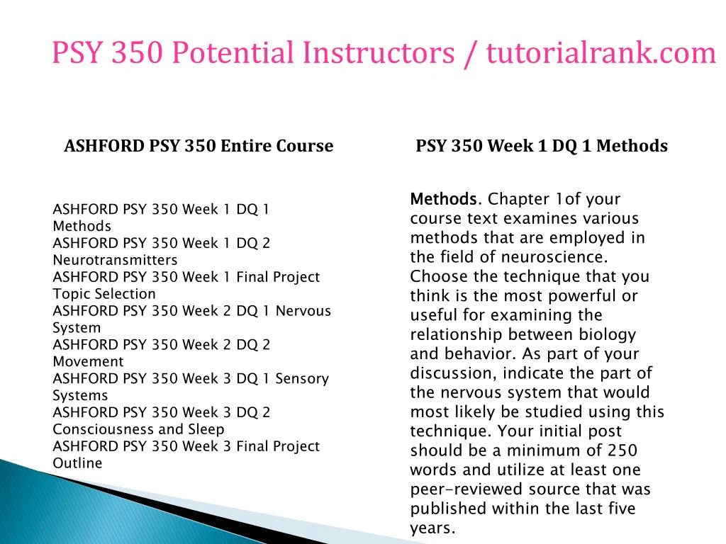 psy 350 entire course psy 350 entire course