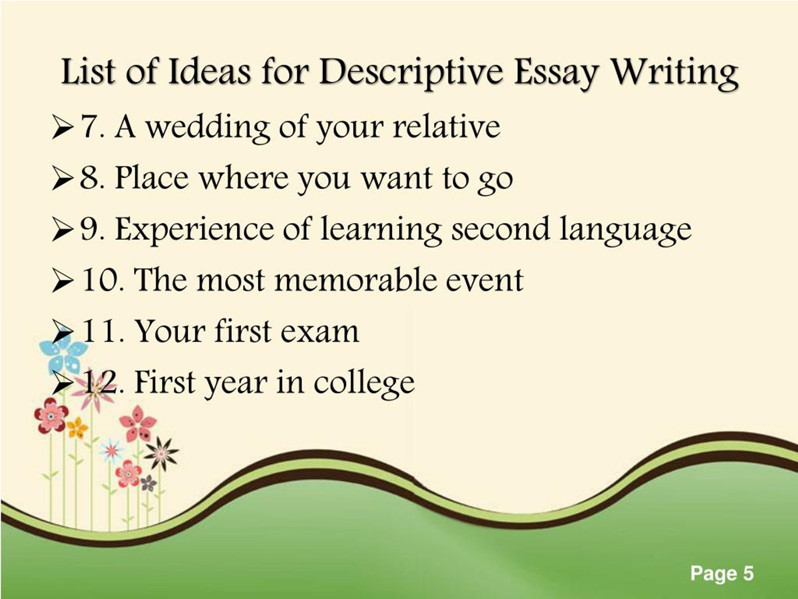 PPT Descriptive Essay Topics PowerPoint Presentation Free Download ID 7276087