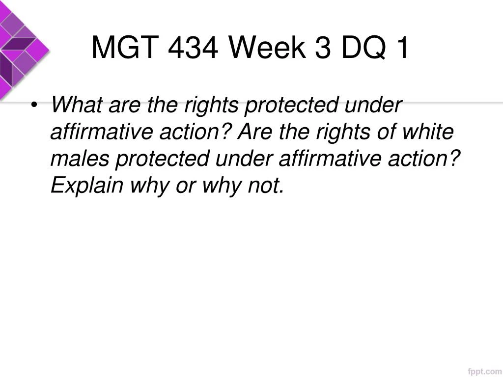 affirmative action paper mgt 434 Mgt 434 week 4 training workshop on affirmative actionresource: department of labor websitethe human resources department has been tasked by the ceo to develop. affirmative action paper mgt 434 Mgt 434 week 4 training workshop on affirmative actionresource: department of labor websitethe human resources department has been tasked by the ceo to develop.