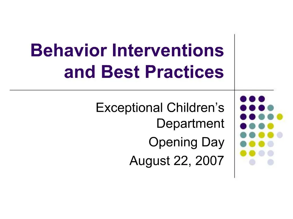 PPT - Behavior Interventions And Best Practices PowerPoint Presentation ...