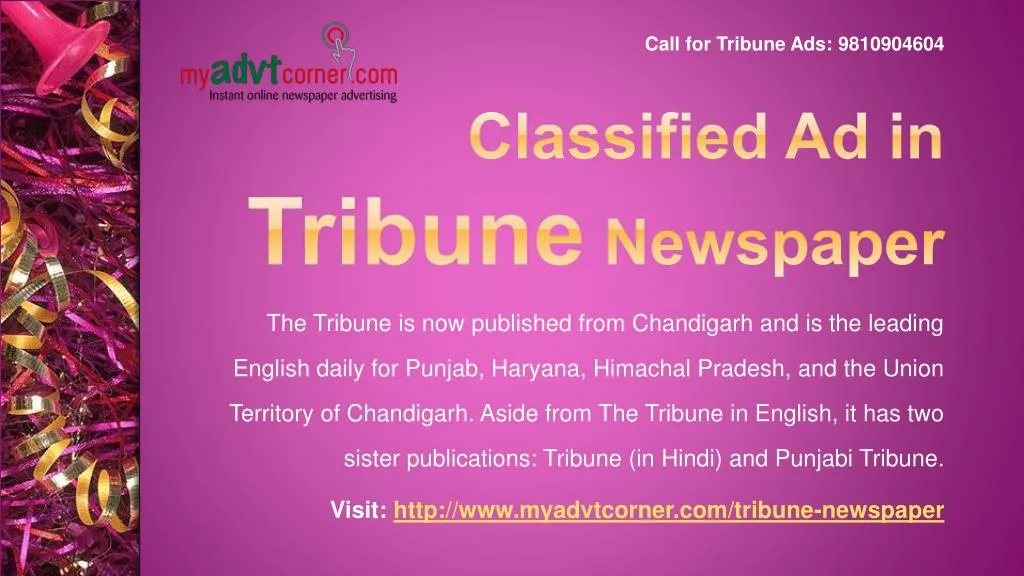 classified ad in tribune newspaper n.
